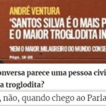 André Ventura que já assumiu que no Parlamento vira troglodita diz que o Presidente da Assembleia ...