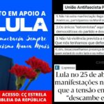 União Antifascista esclarece que vai participar na Manifestação de apoio a Lula e que Não há violên...
